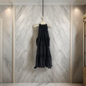 Elizabeth and James Carlita Halterneck silk minidress in black (size 0)